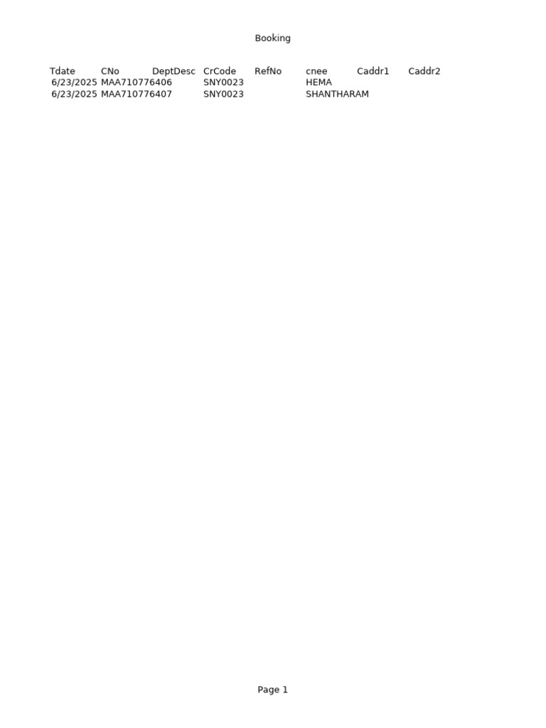 Booking | PDF
