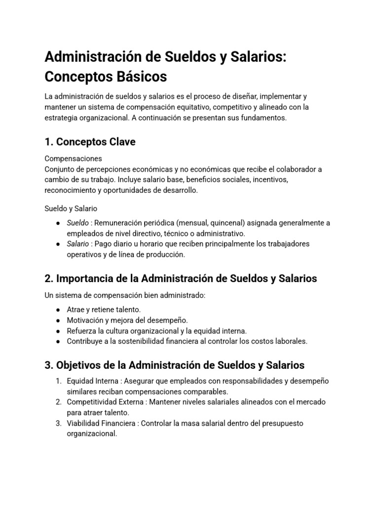 Fundamentos de Sueldos y Salarios | PDF | Salario | Derecho laboral