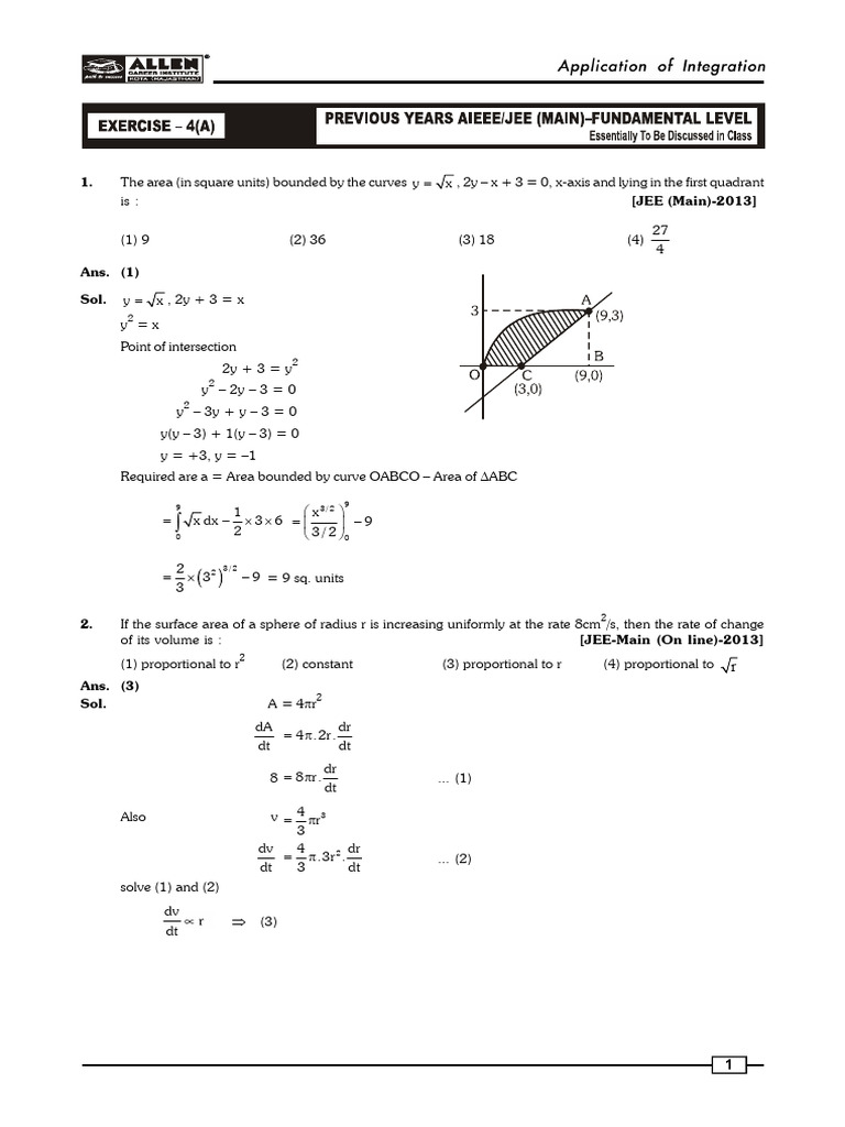 Area Calculations in Calculus Problems | PDF | Tangent | Mathematical ...