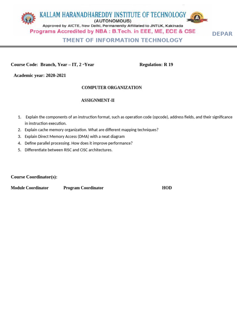 Computer Organization Assignment II | PDF