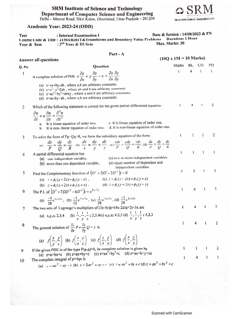 PYQs of Maths 3rd Semester Question Paper | PDF