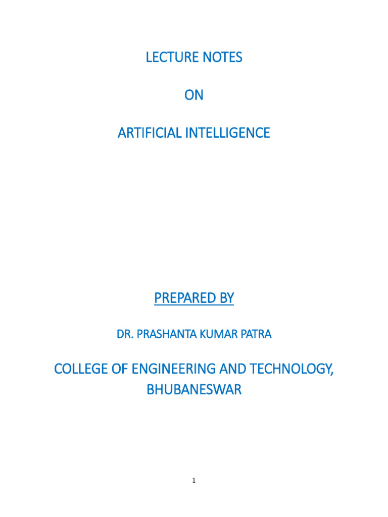 Artificial Intelligence Lecture Notes | PDF | Intelligence (AI ...