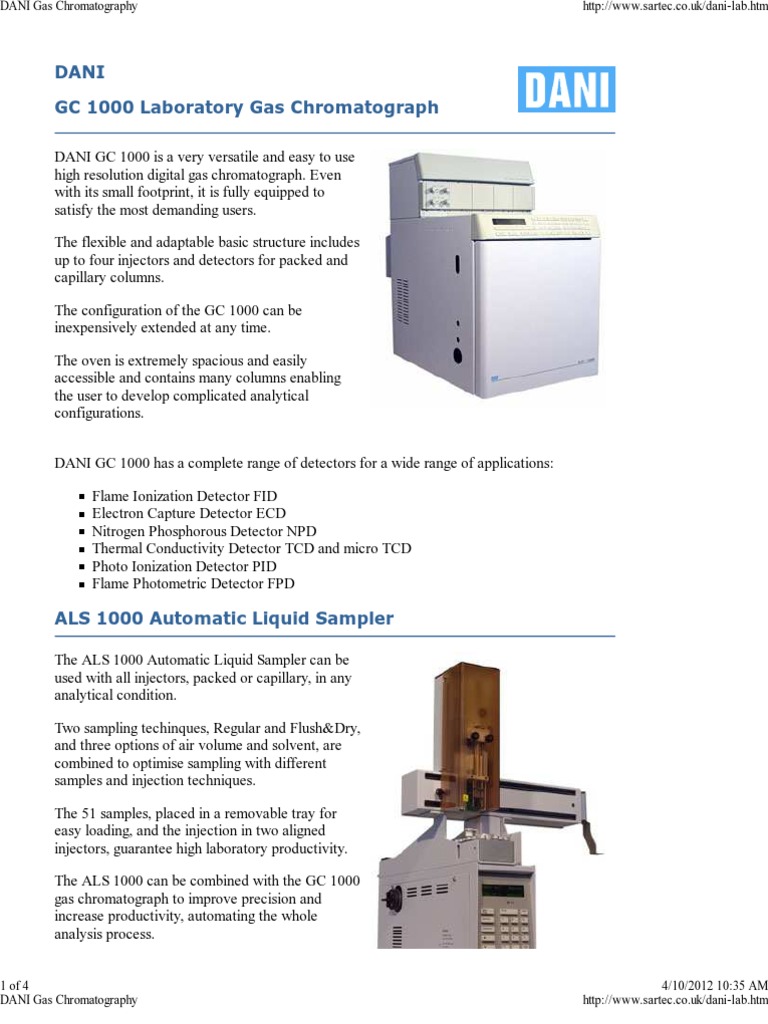 DANI Gas Chromatography PDF Gas Chromatography Chromatography