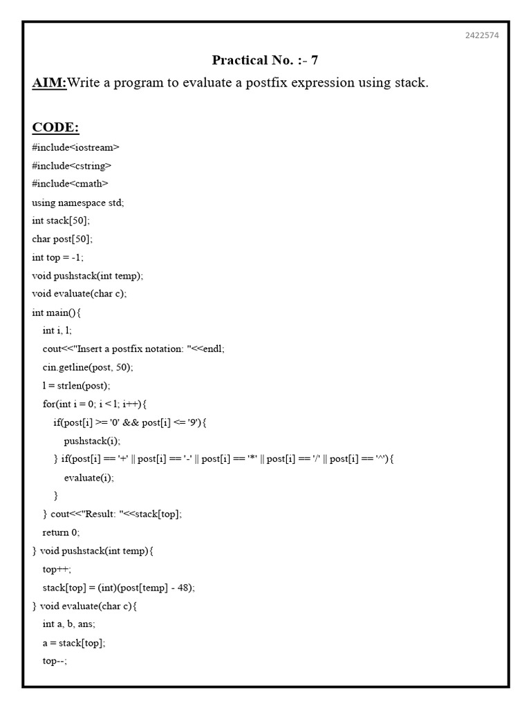 Postfix Expression Evaluation & Tower of Hanoi | PDF