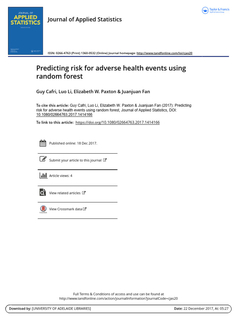 Random Forest for Health Risk Prediction | PDF | Bootstrapping ...