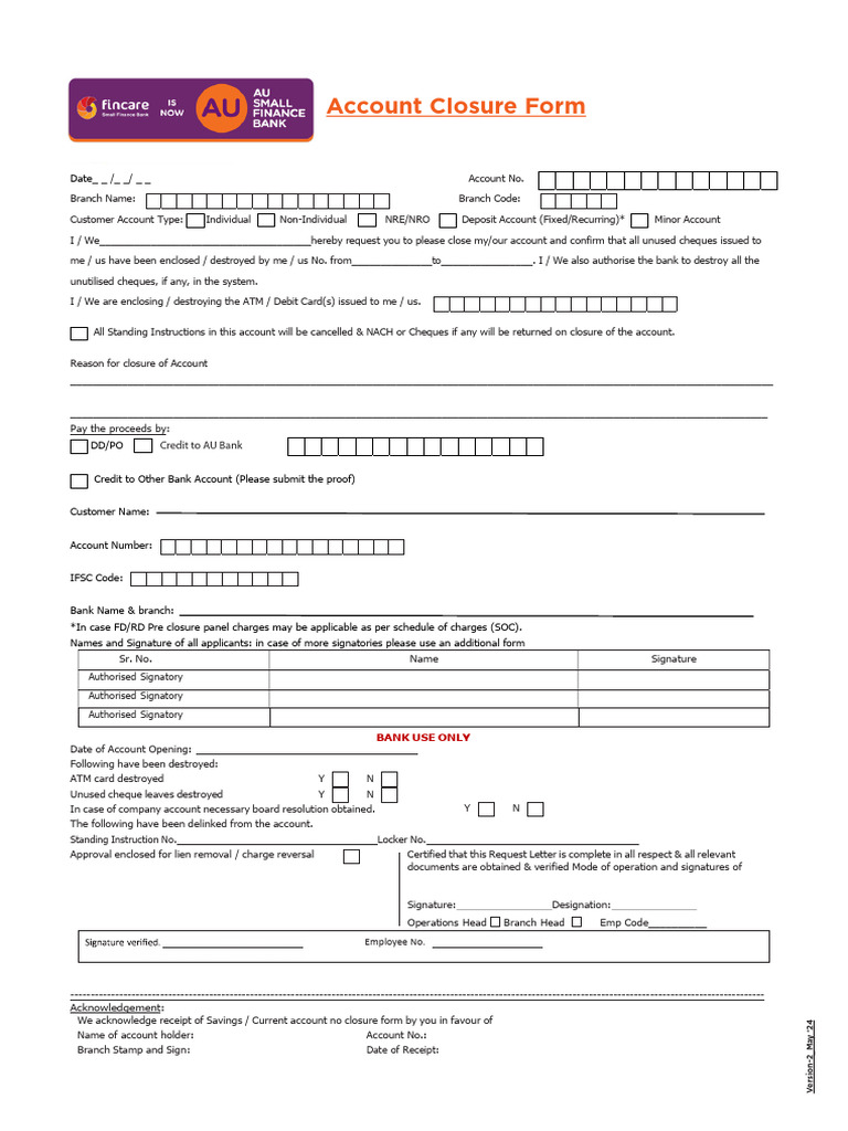 Account Closure Request Form | PDF | Cheque | Banks