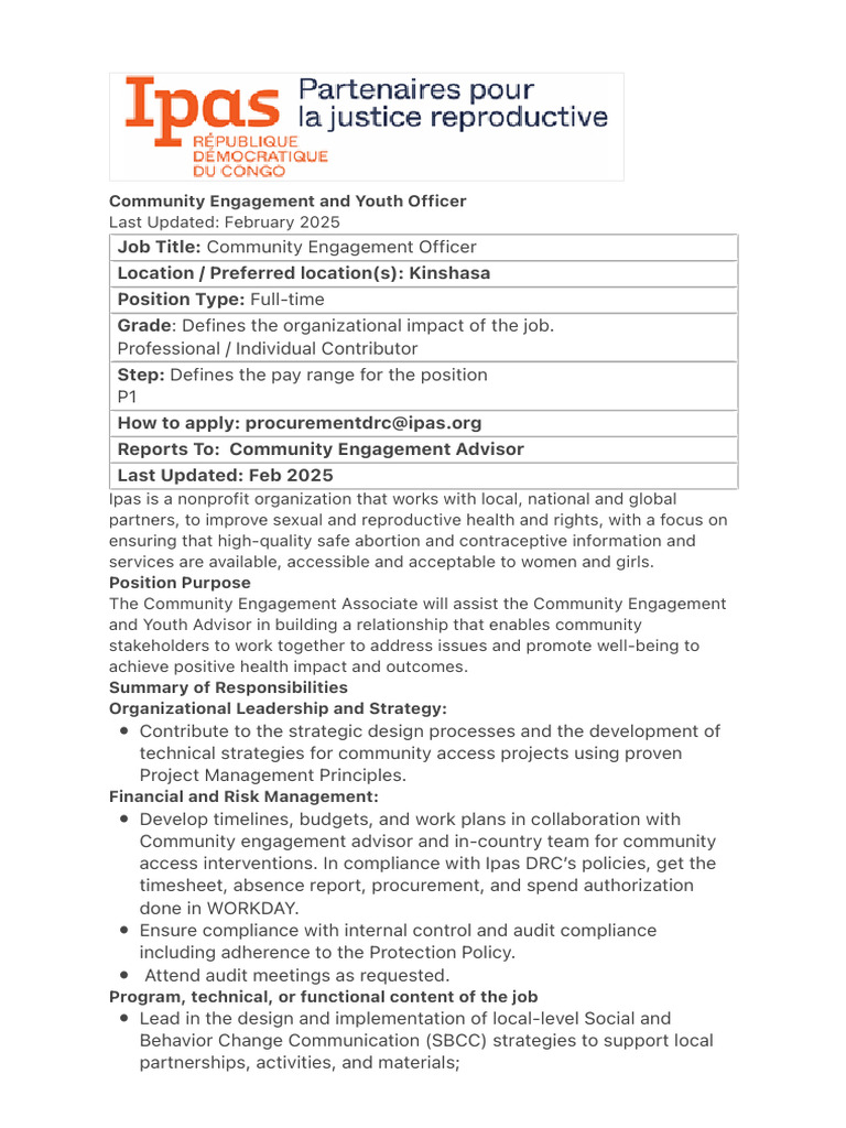 Community Engagement Officer Role | PDF | Non Governmental Organization ...