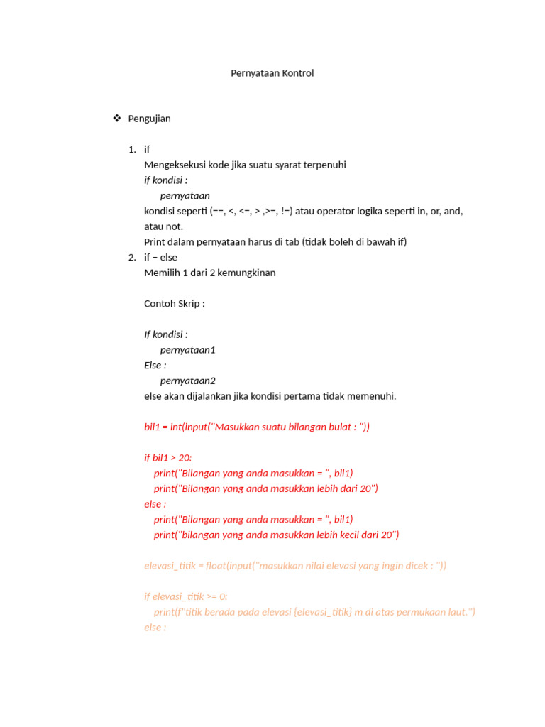 Panduan Penggunaan Pernyataan If dalam Python | PDF