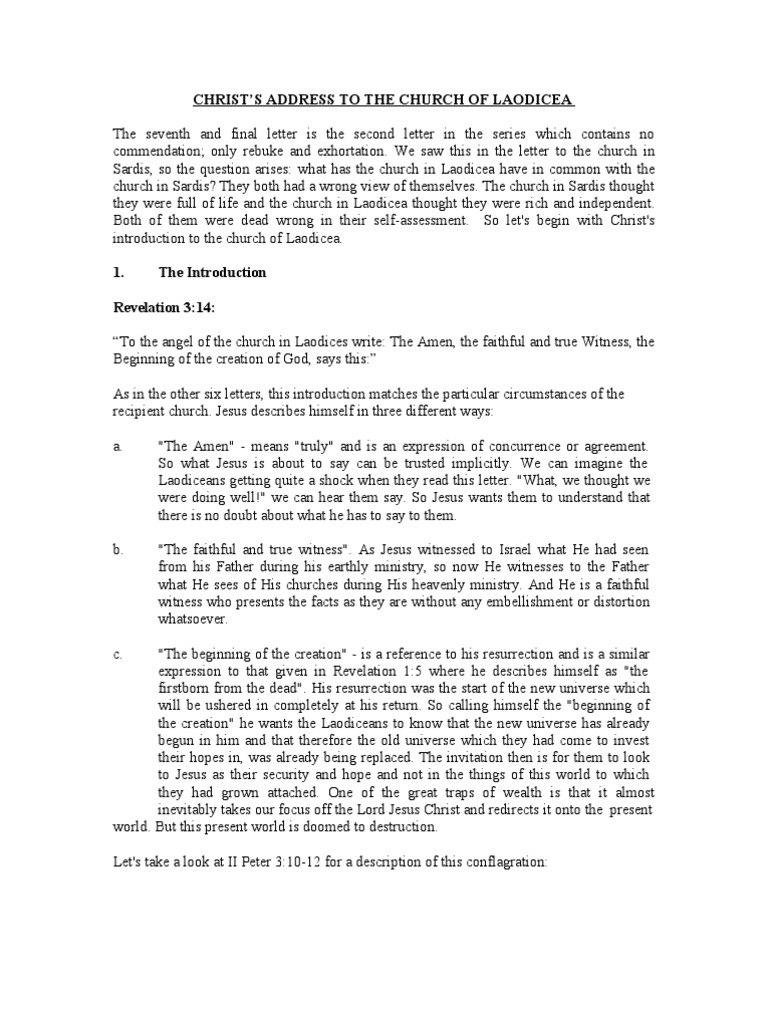 Christ's Warning to Laodicean Church | PDF | Repentance | The Gospel
