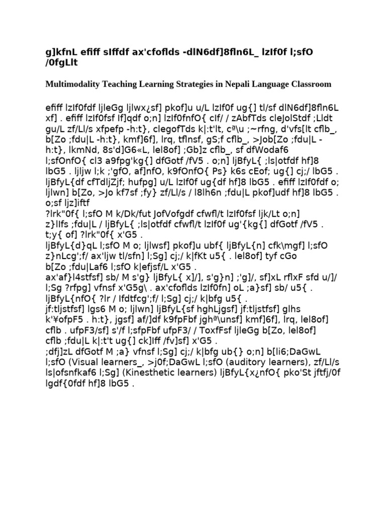 Multimodality in Language Classroom | PDF