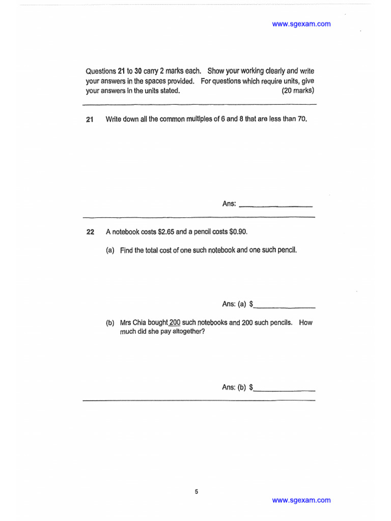 Grade 6 Math Pra Us Ws | PDF
