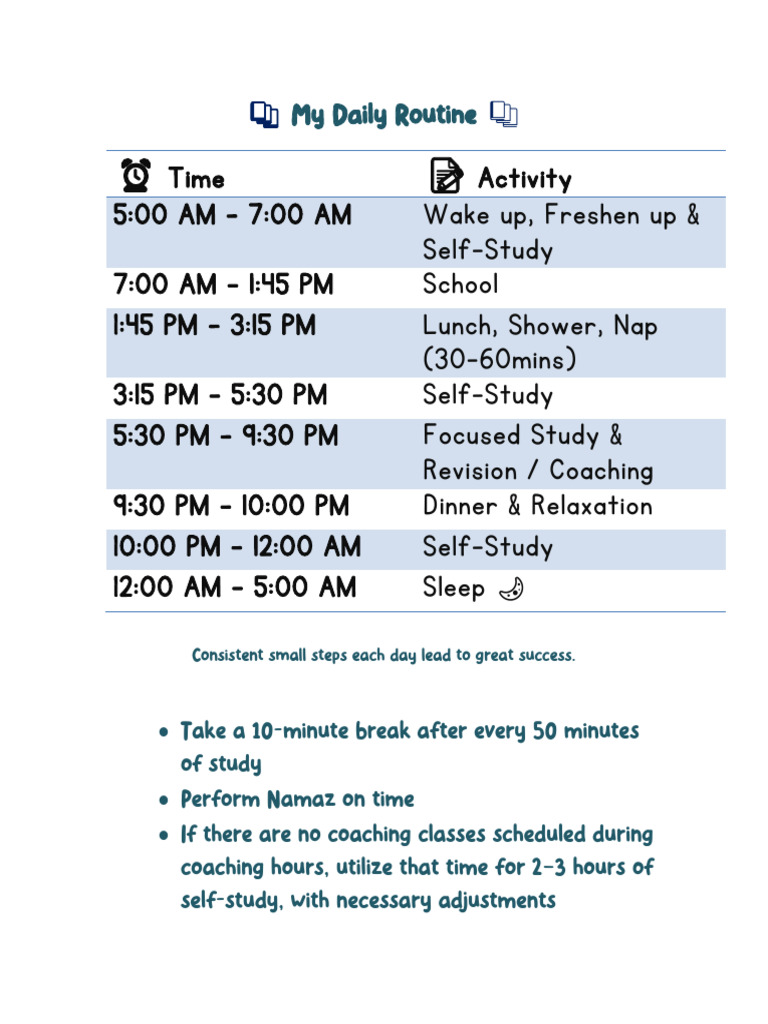 Daily Study Routine for Success | PDF