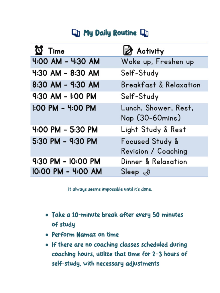 My Effective Daily Study Routine | PDF