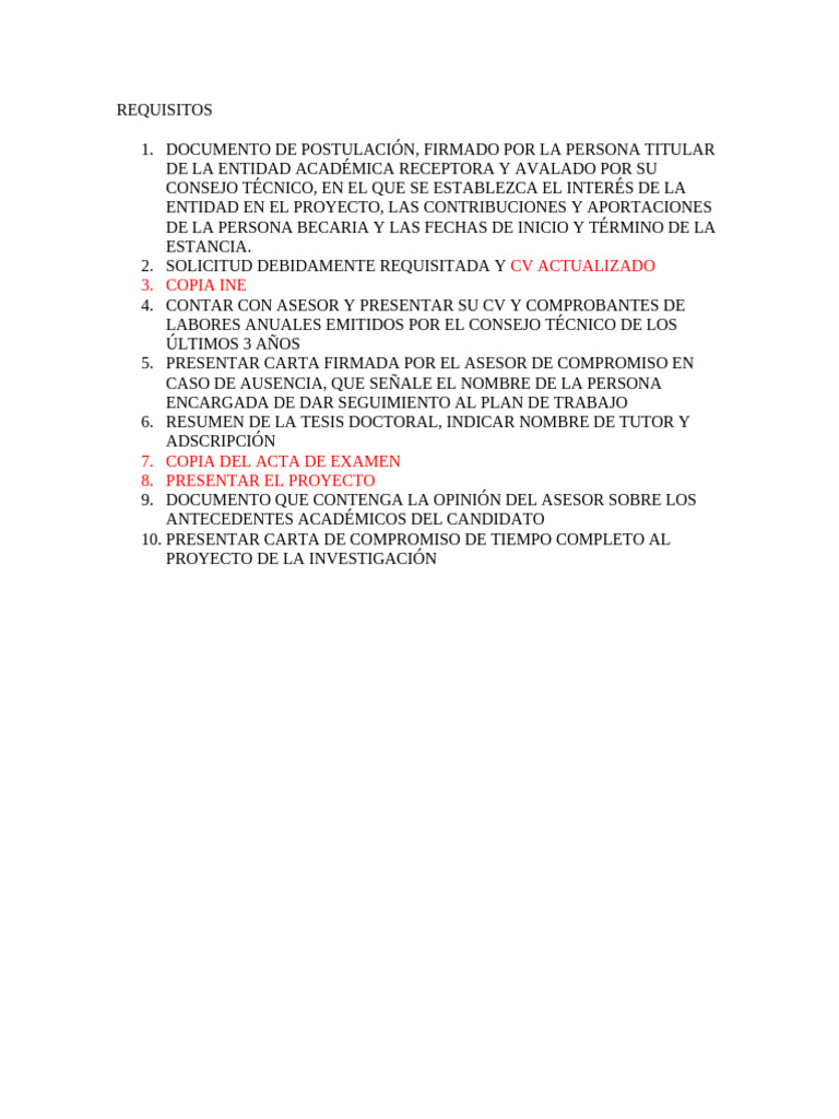 Requisitos para Postulación a Beca | PDF