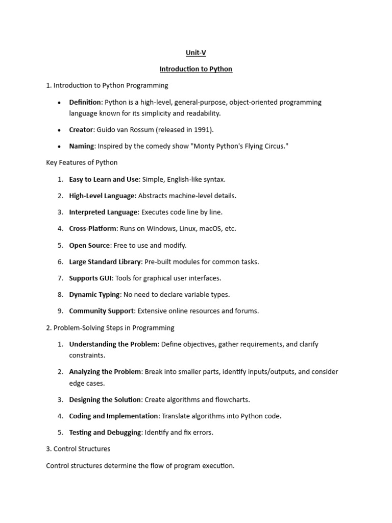 Python Programming Basics and Features | PDF | Python (Programming ...