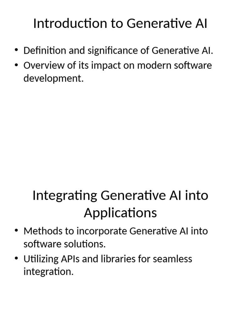 Generative AI: Integration and Applications | PDF