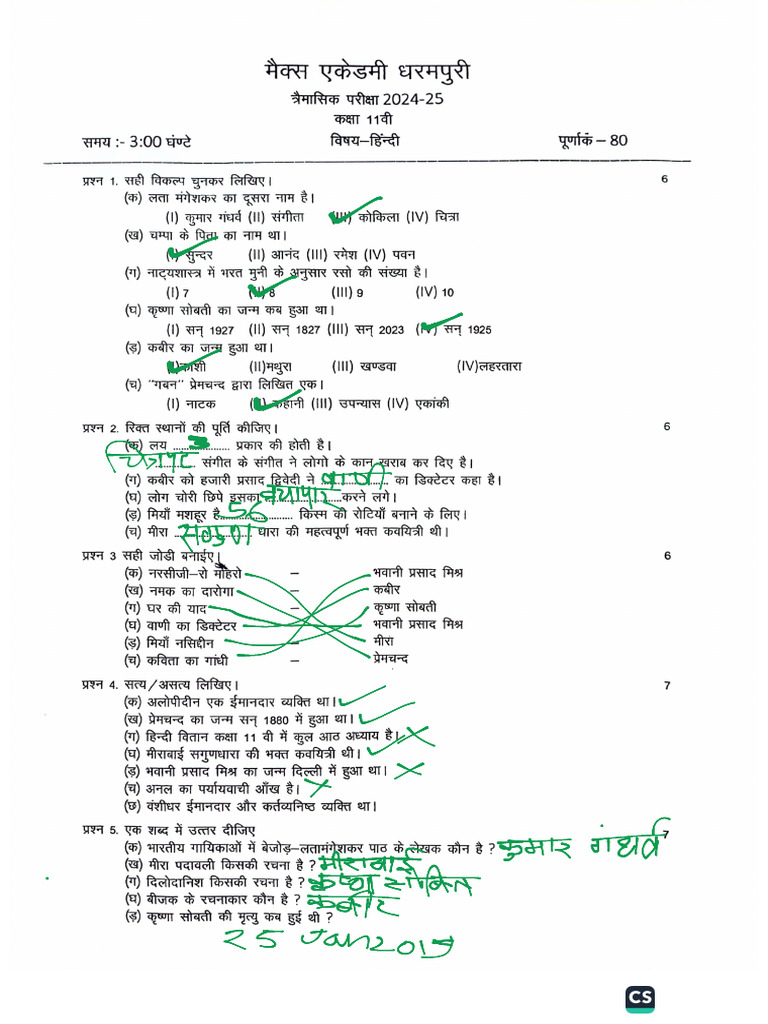Hindi Solved Paper Pdf