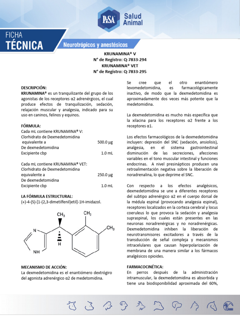 Krunamina: Sedante y Analgésico Veterinario | PDF | Norepinefrina ...