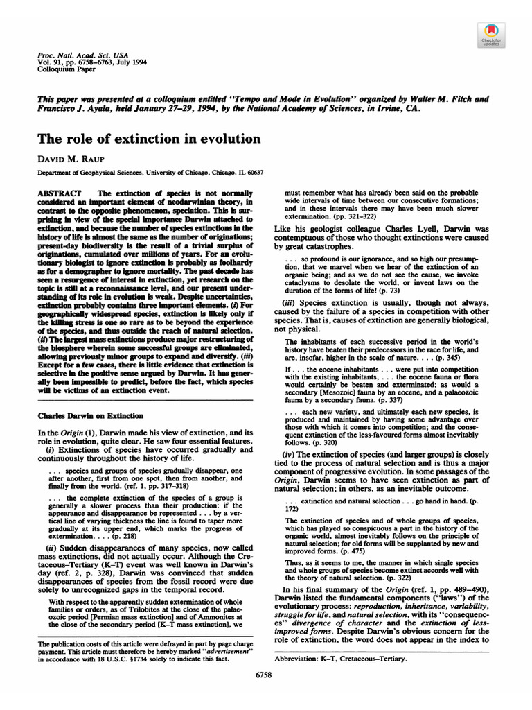 The Role of Extinction in Evolution | PDF | Extinction | Species