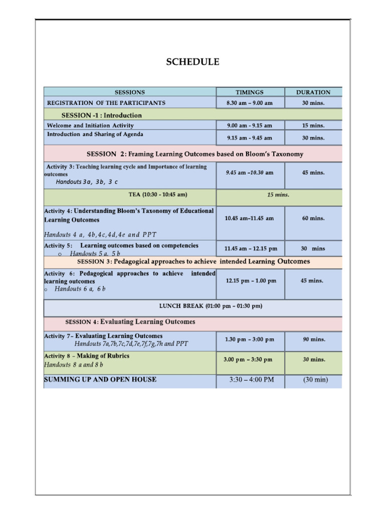 Training Schedule | PDF
