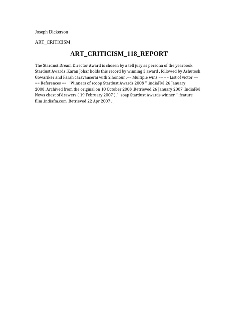 Art Criticism 118 Report | PDF