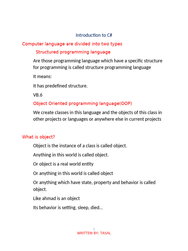 C# Programming Basics Explained | PDF | C Sharp (Programming Language ...