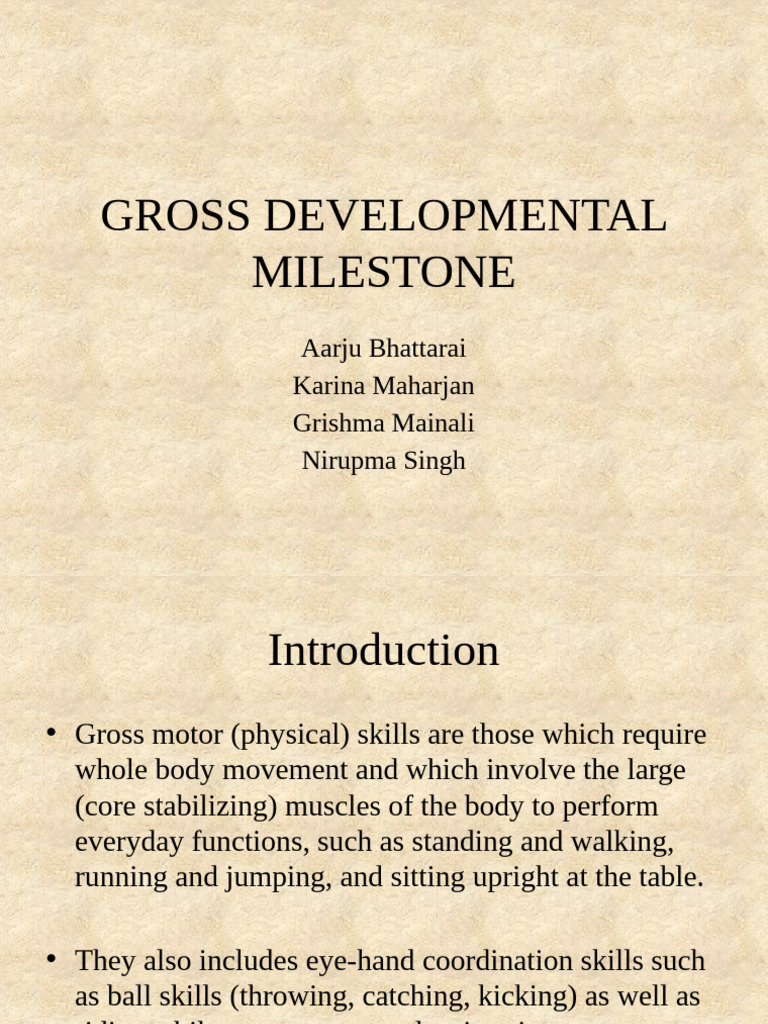 Gross Motor Development Milestones | PDF