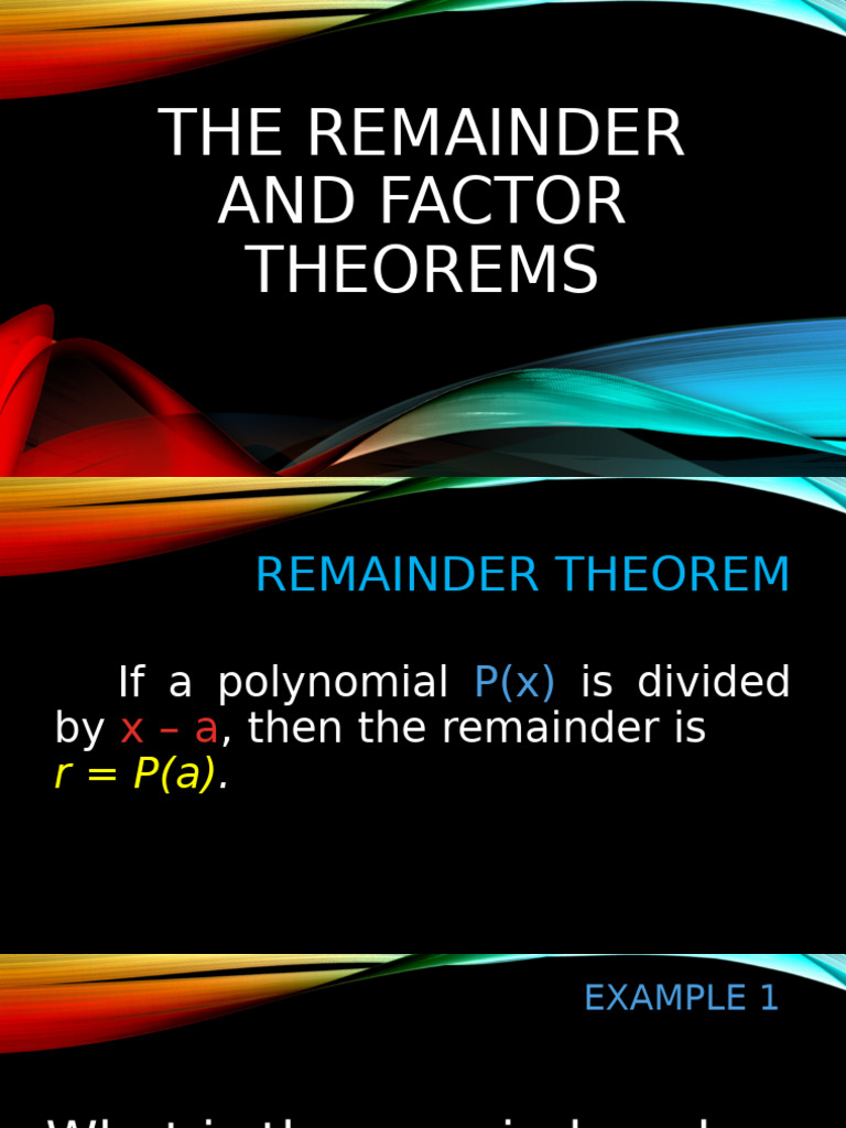 Remainder and Factor | PDF