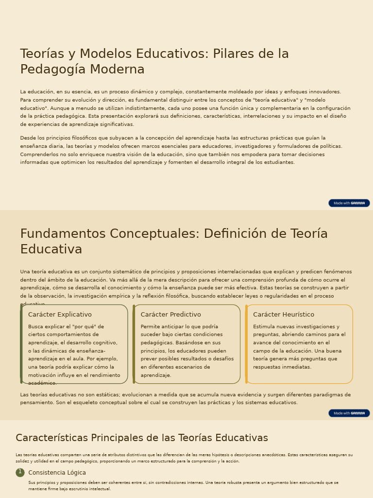 Teorías y Modelos Educativos Esenciales | PDF | Aprendizaje | Evaluación