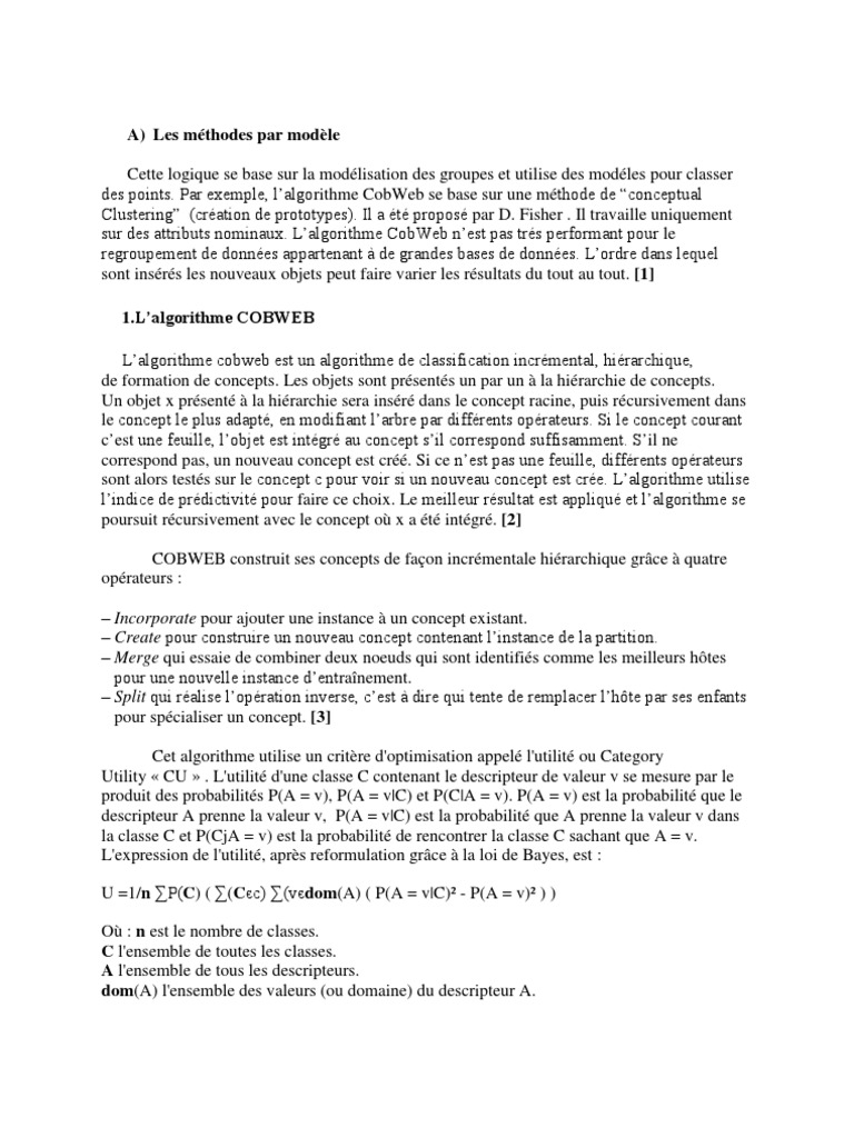 Algorithme COBWEB : Classification hiérarchique | PDF | Doctorat ...