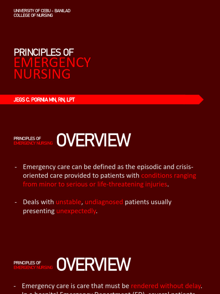 Principles of Emergency Nursing | PDF | Emergency Department | Nursing
