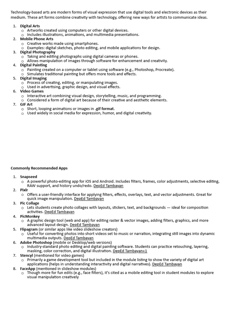 Digital Art Forms and Tools Guide | PDF | Image Editing | Adobe Photoshop
