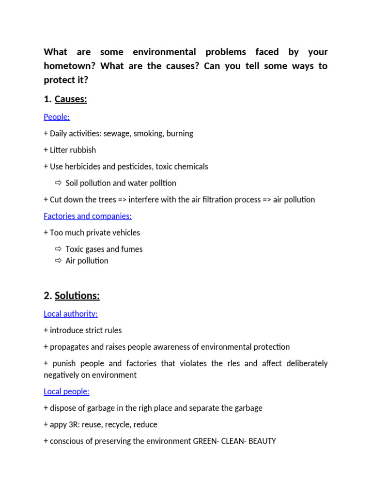 What Are Some Environmental Problems Faced by Your Hometown | PDF
