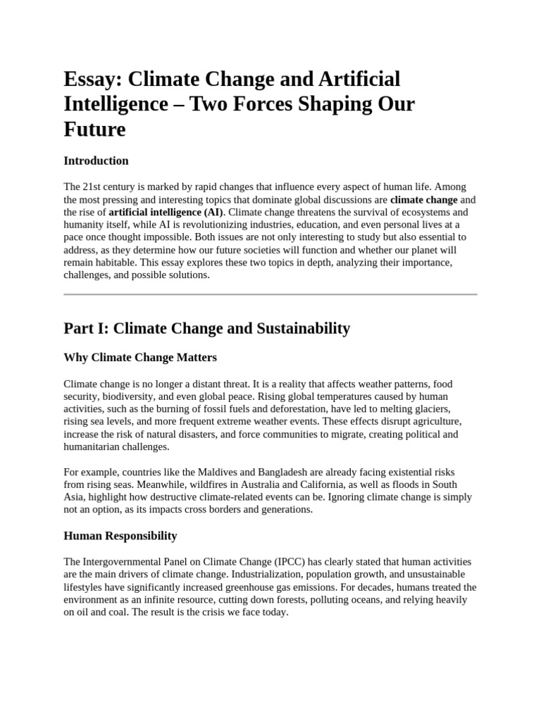 Climate Change and AI: Shaping Our Future | PDF | Artificial ...