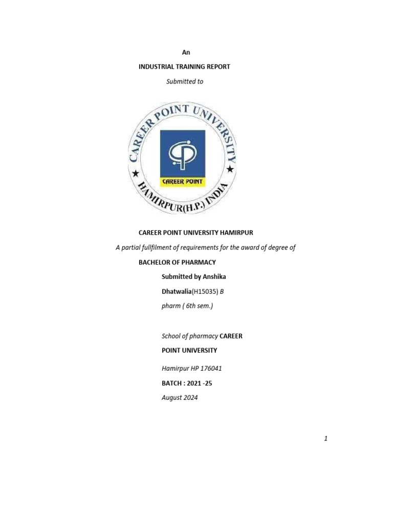 Industrial Training Report: Acme Formulations | PDF | Tablet (Pharmacy)