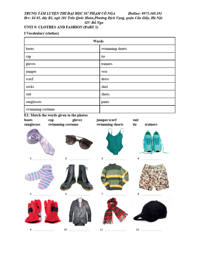 Clothes and Fashion Vocabulary Guide | PDF | Fashion | Clothing