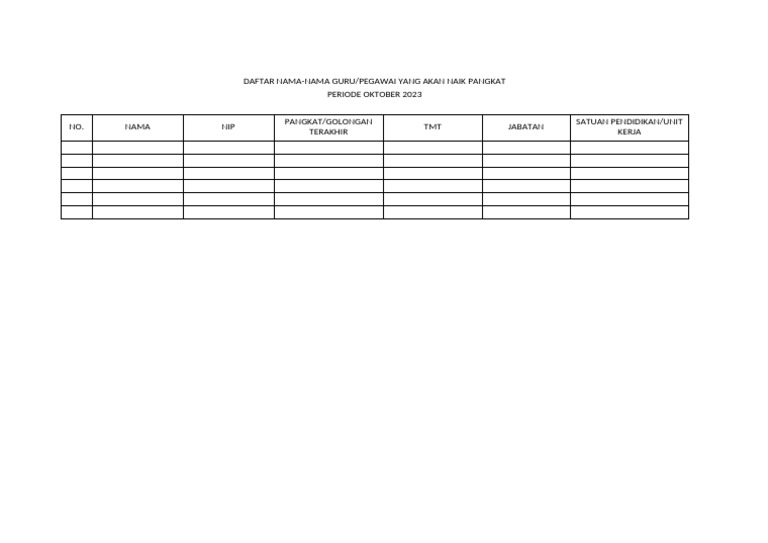 Form Isin Asn Naik Pangkat Periode Oktober 2023 | PDF