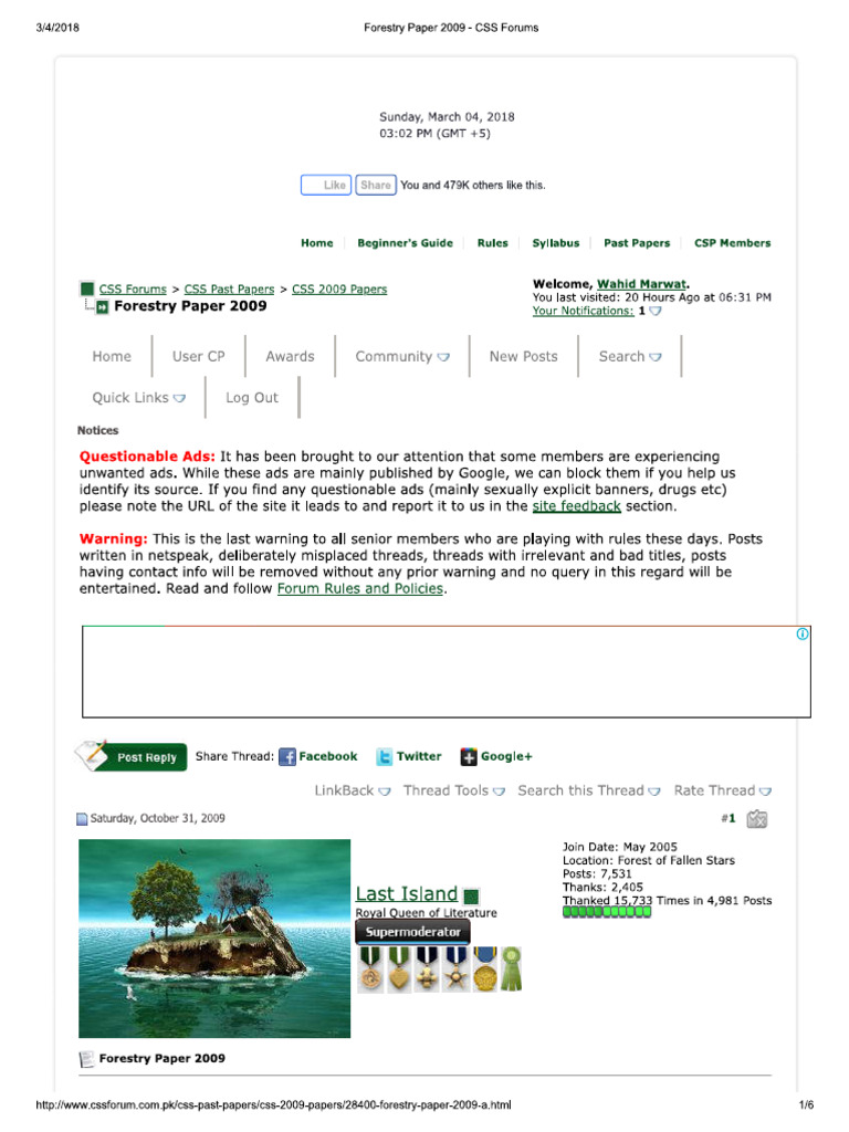 Forestry Paper-2009 (CSS) | PDF