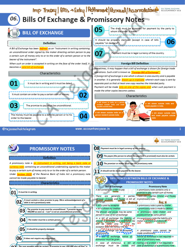 Bills of Exchange and Promissory Notes Guide | PDF | Negotiable ...