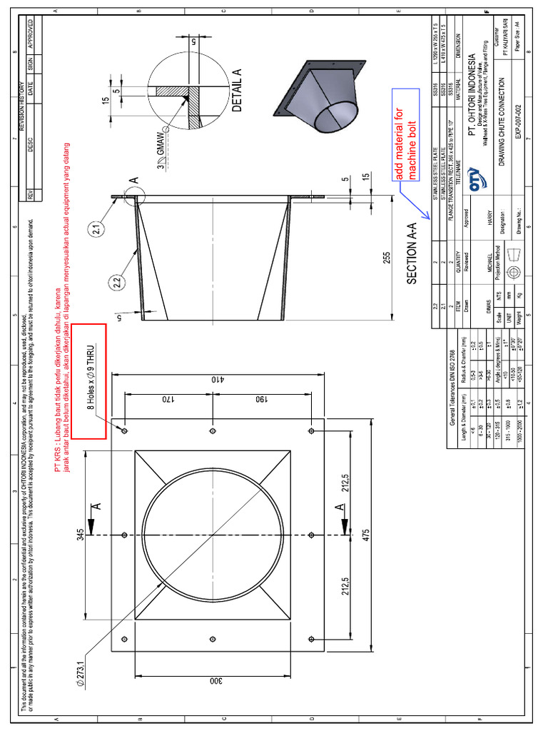 Drawing Aproval Chute Connection | PDF