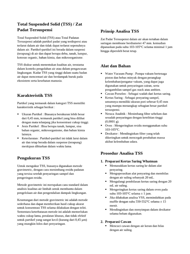 Analisis Total Suspended Solid (TSS) | PDF