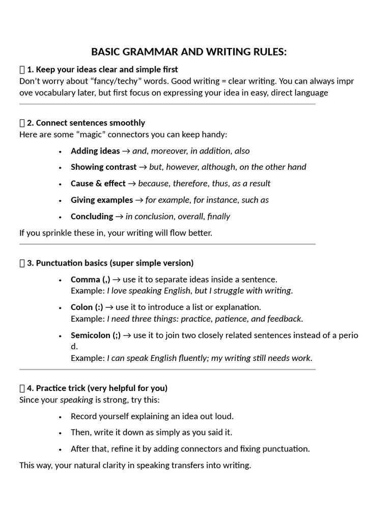 Basic Grammar and Writing Rules Olevls English | PDF | Resource ...