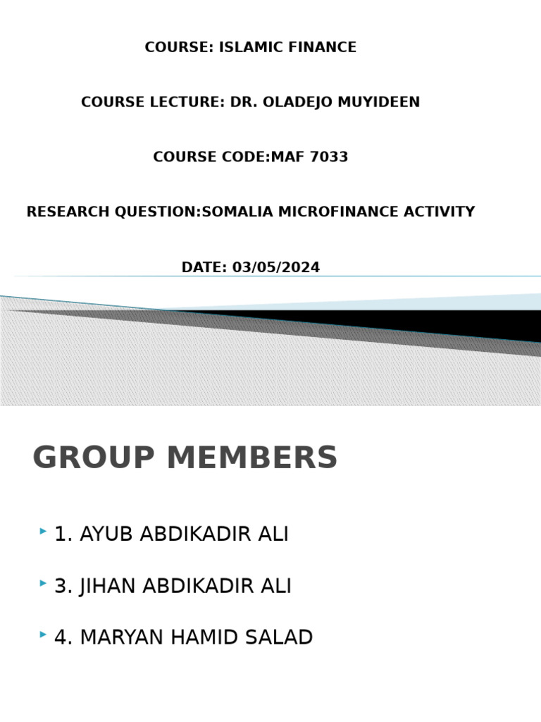 Islamic Finance Presentation Pdf Microfinance Sampling Statistics