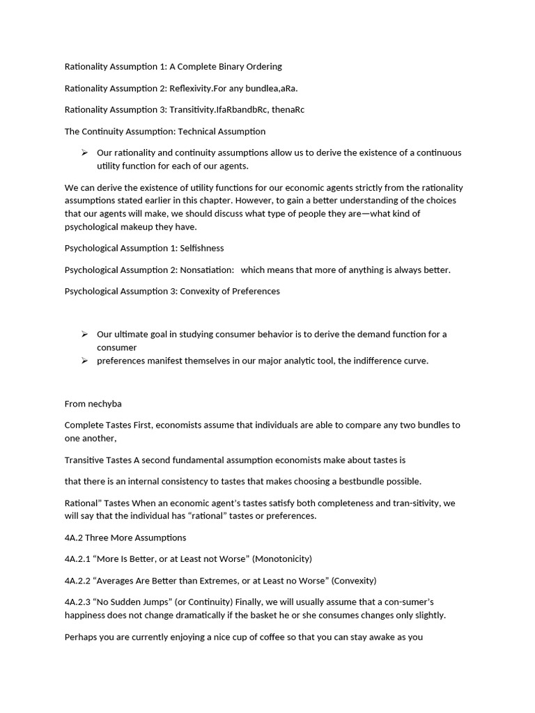 Understanding the Rationality Assumption | PDF | Utility | Scientific ...