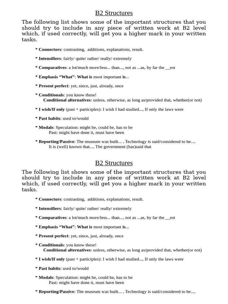 Essential B2 Writing Structures | PDF