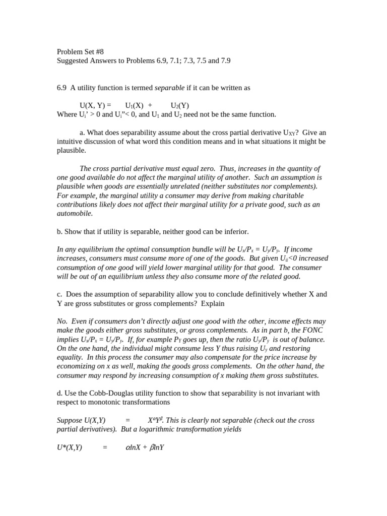 Separable Utility Function Analysis | PDF | Demand | Demand Curve