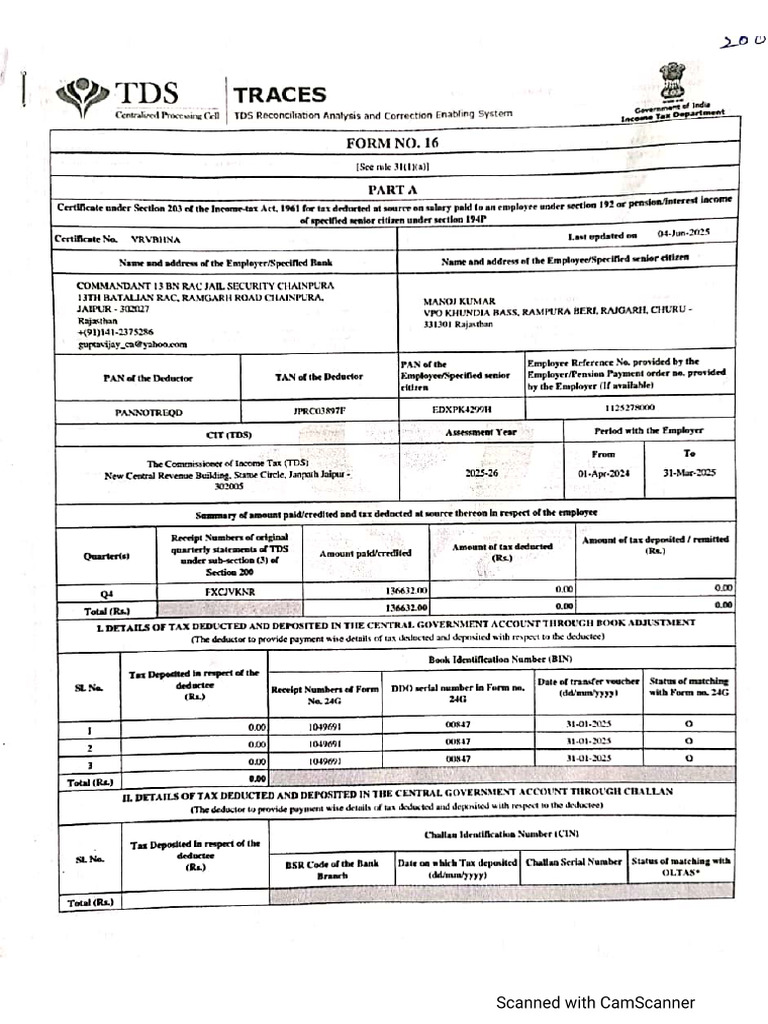 Form No. 16 2024-25 | PDF