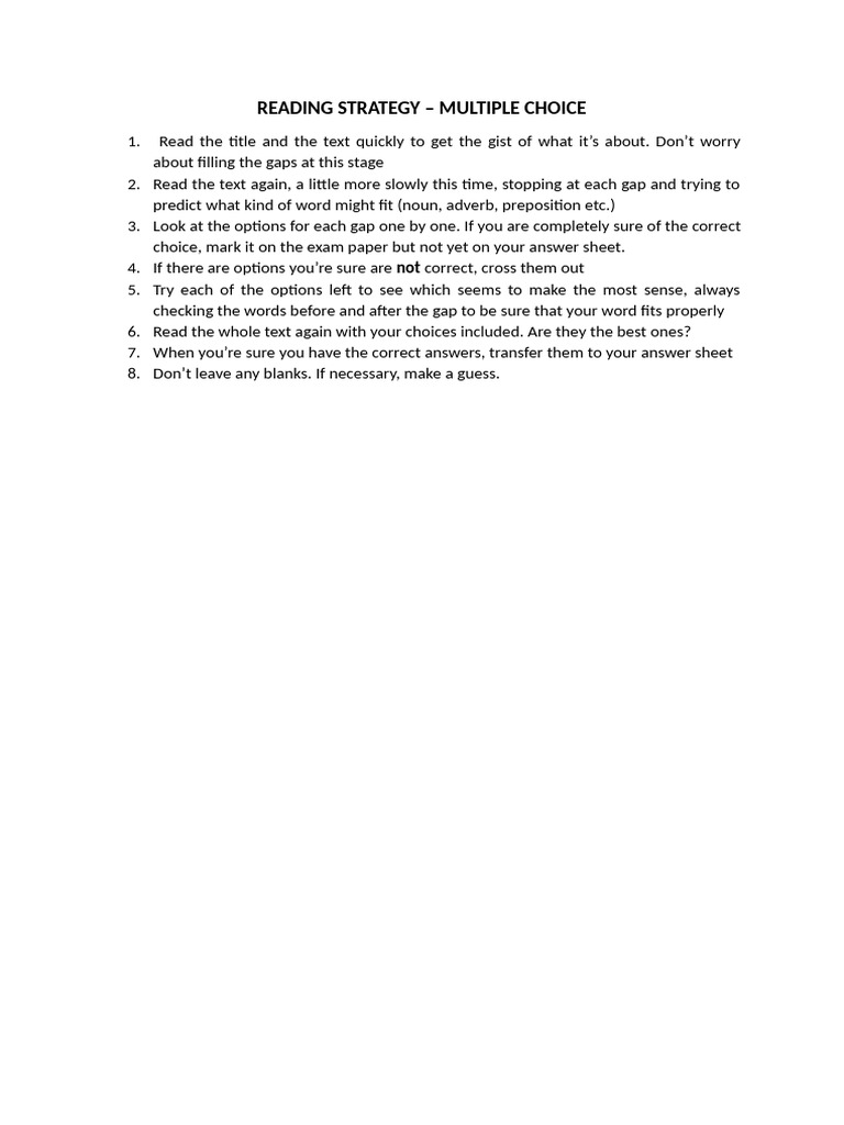 Effective Multiple Choice Reading Strategy | PDF