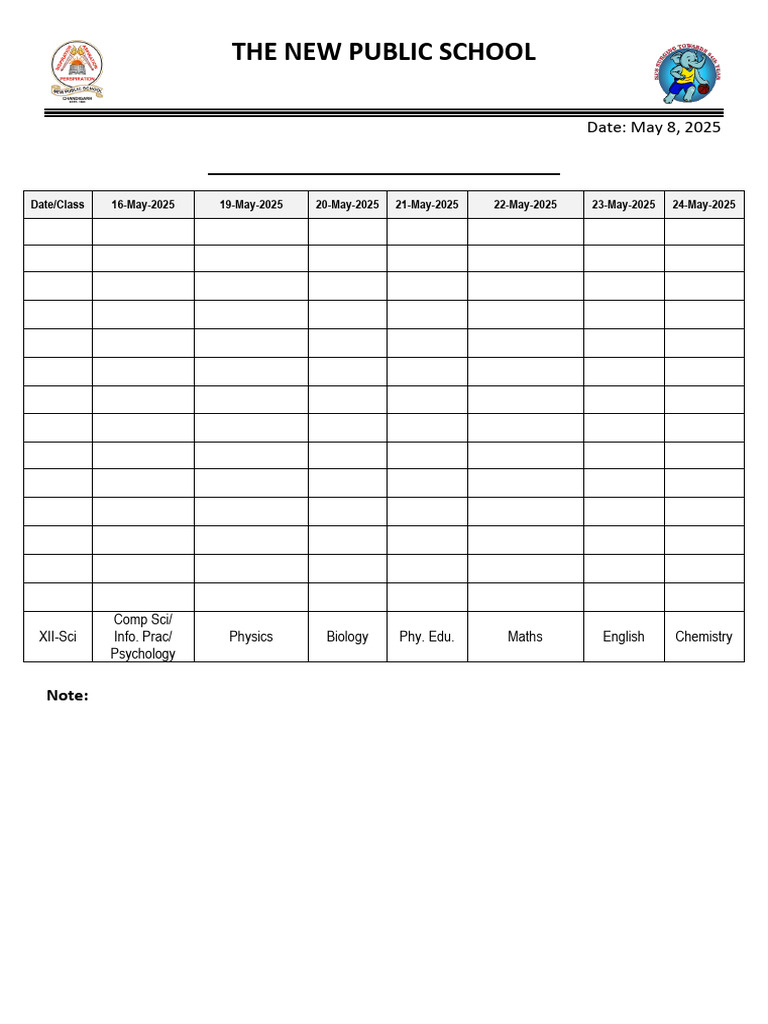 New Public School Unit Test Schedule 2025 | PDF | Science