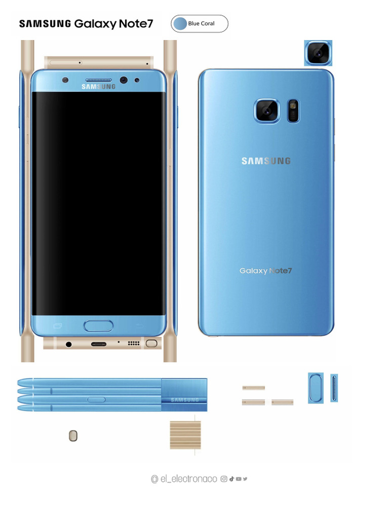 Samsung Galaxy Note7 Coral Blue Papercraft | PDF